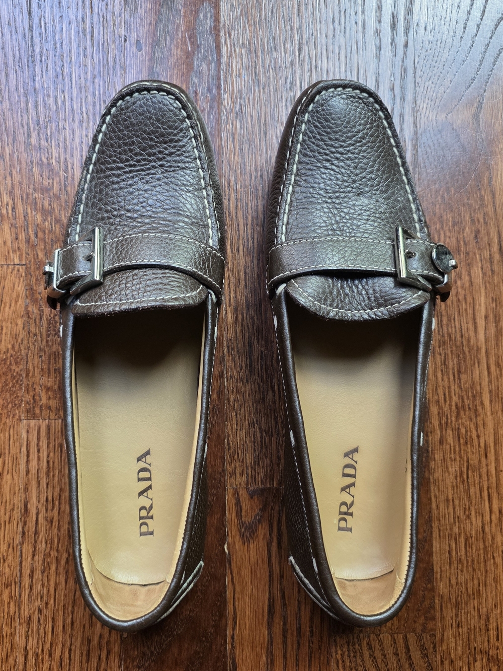 Prada Women's Brown Leather Bit Loafers